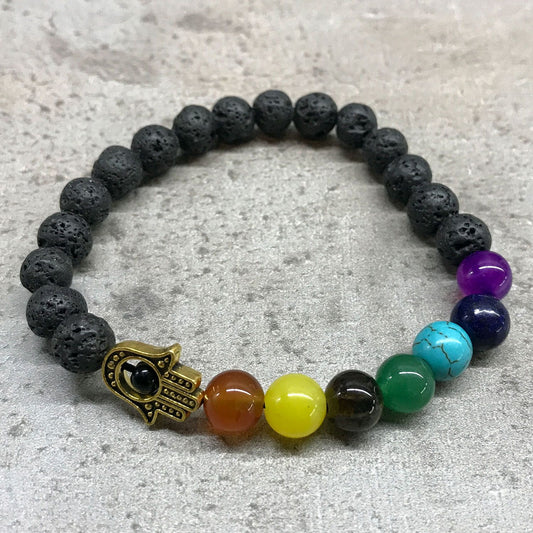 Lávakő Karkötő – Hamsa csakra