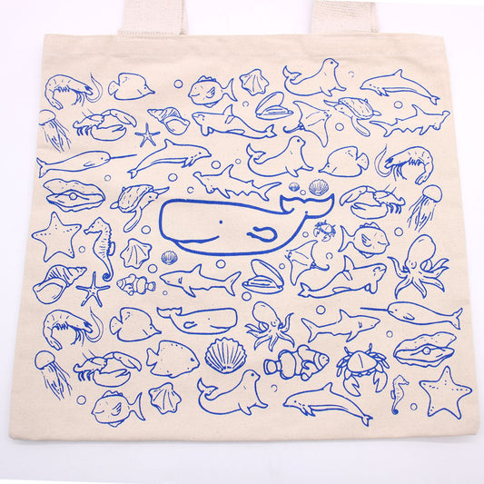 Nagy Pamutvászon Bevásárlótáska – 38 × 42 cm – Tenger – 10 oz