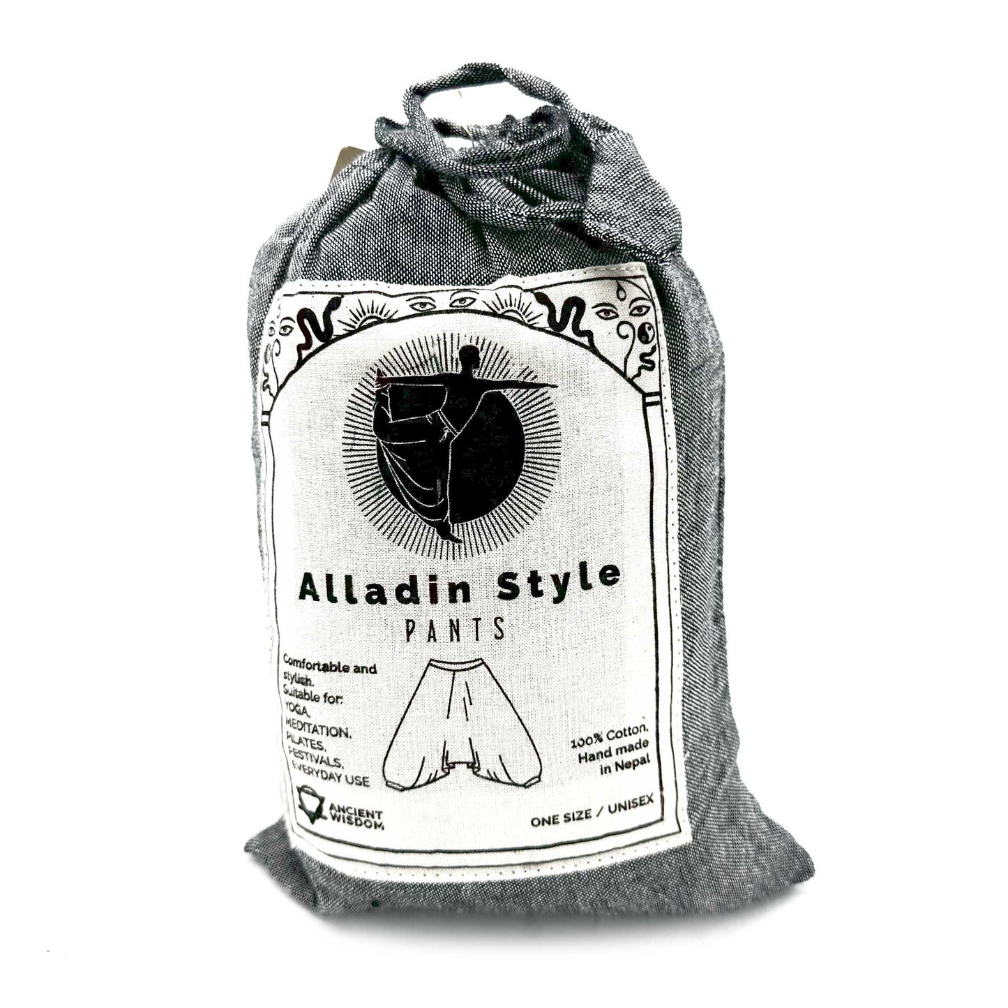Jóga és fesztiválnadrág – Aladdin himalájai minta szürke alapon