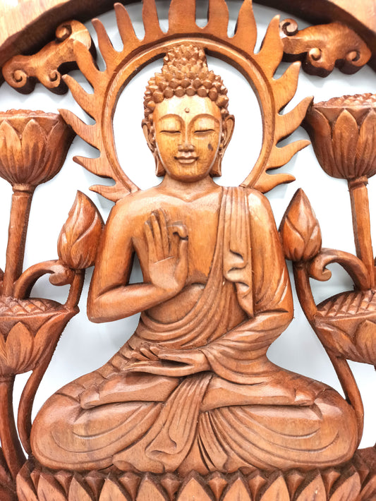 Buddha és Lótusz Panel – 40 cm