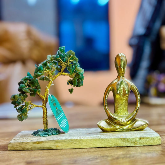 Jóga kert – Padmasana póz – zöld aventurin – 100 kő