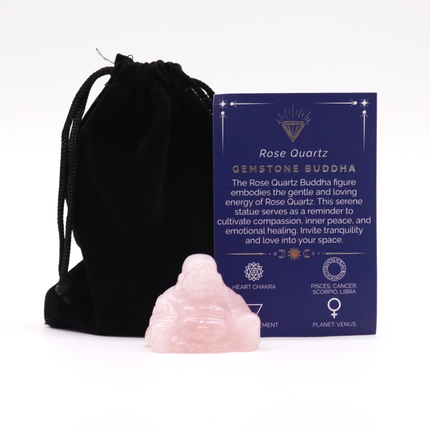 Drágakő Kicsi Buddha – rózsakvarc 35 × 40 × 23 mm