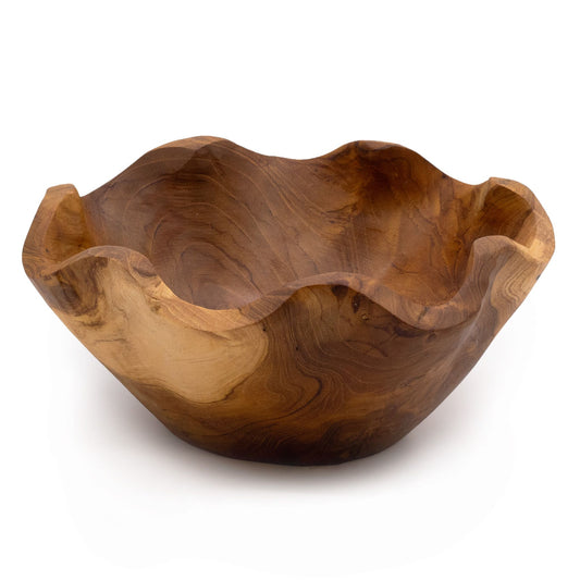 Közepes Sima Teakfa Tál – 21 × 9 cm