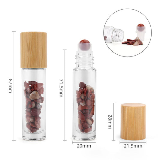 Kristályos Roll-on üvegcse 5 ml – vörös jáspis - bambusz kupak