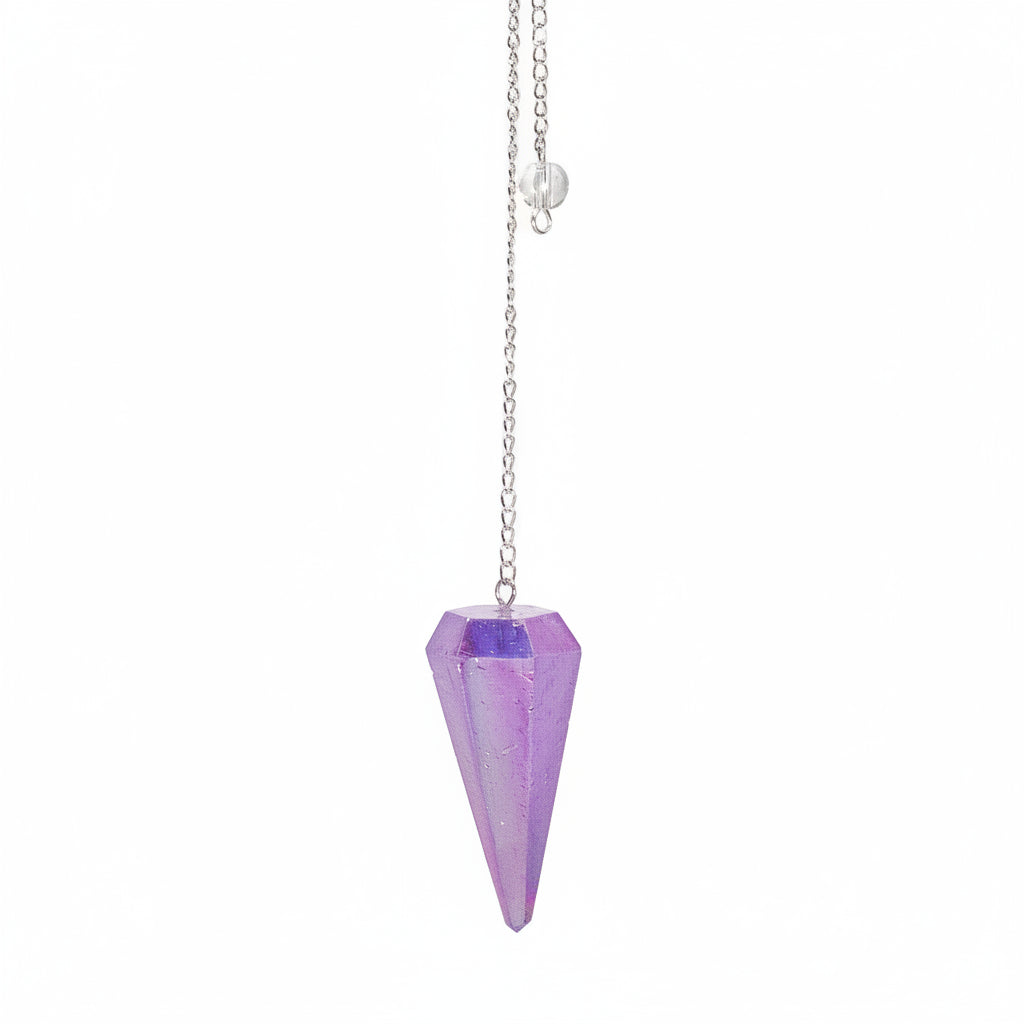 Hatszögletű inga – Aurora kristály lila – 4 cm