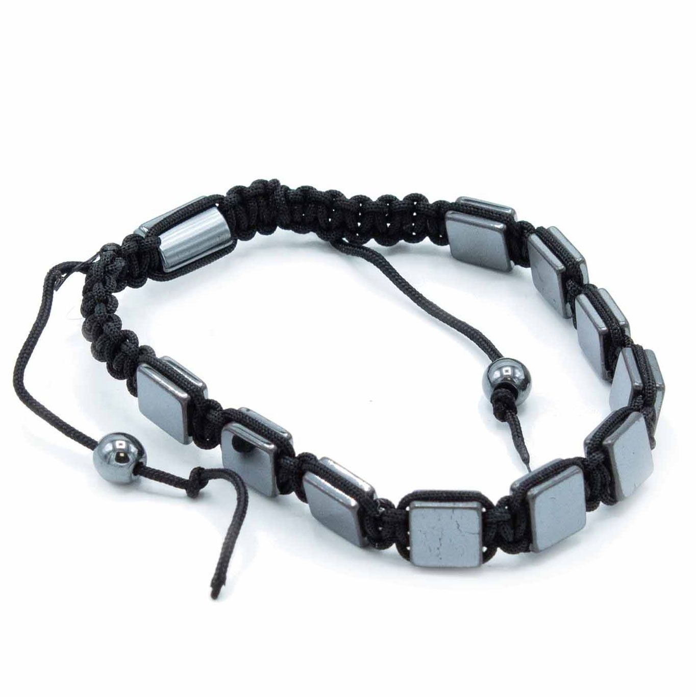 Mágneses Hematit Shamballa Karkötő – Lapos Négyzetek