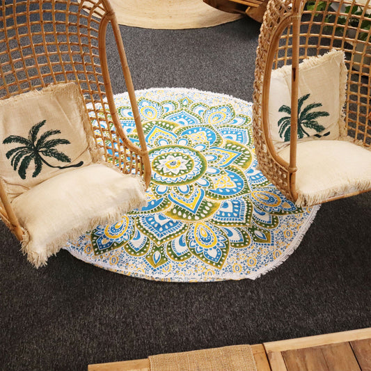 Pamut falidísz (180 cm) – sárga-kék mandala
