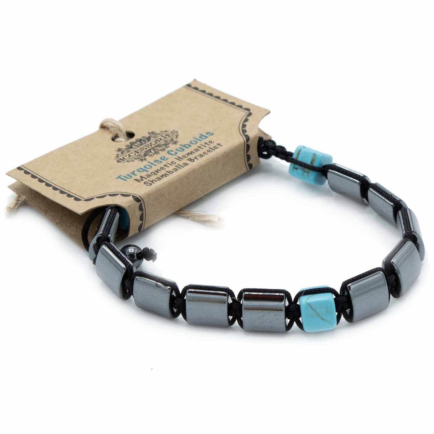 Mágneses Hematit Shamballa karkötő – türkiz
