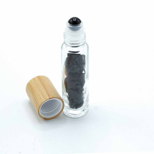 Kristályos Roll-on üvegcse 5 ml – fekete turmalin - bambusz kupak