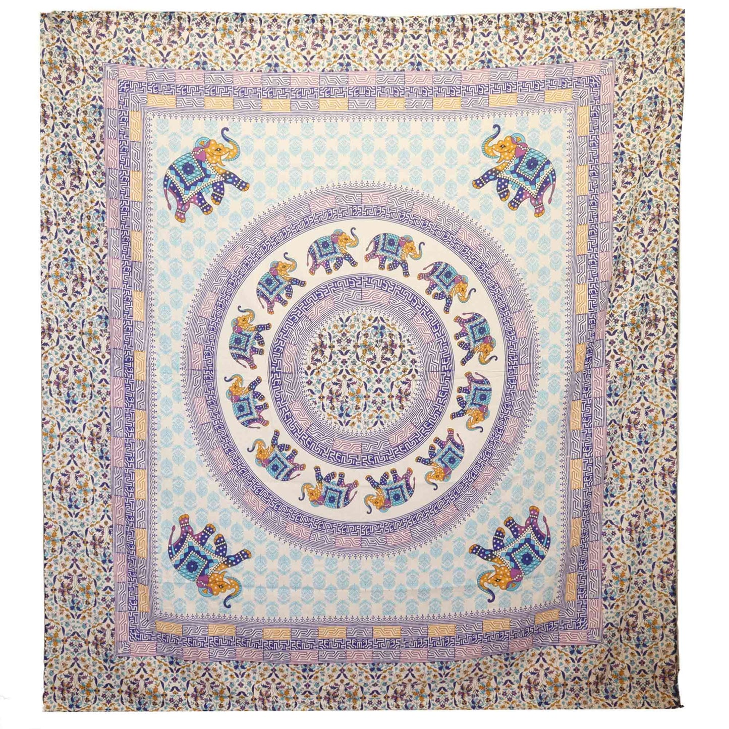 Ágytakaró / Falidísz – Elefánt Mandala – Türkiz, Kék és Krém