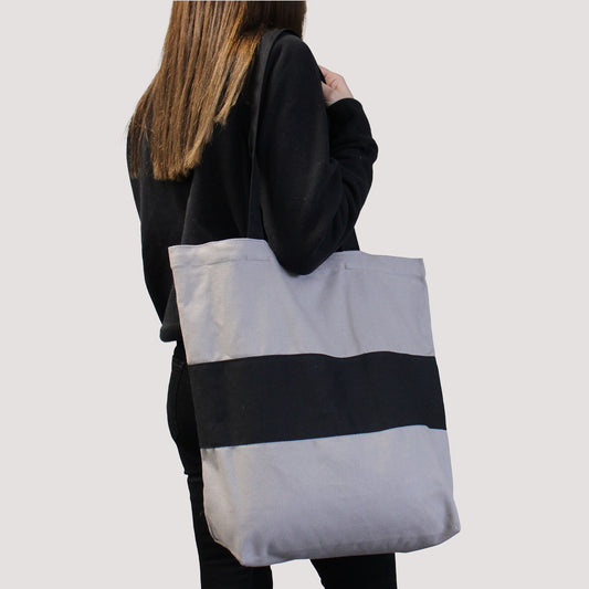 Kétszínű pamuttáska – 38 × 42 × 12 cm – Zöld és fekete – 10 oz