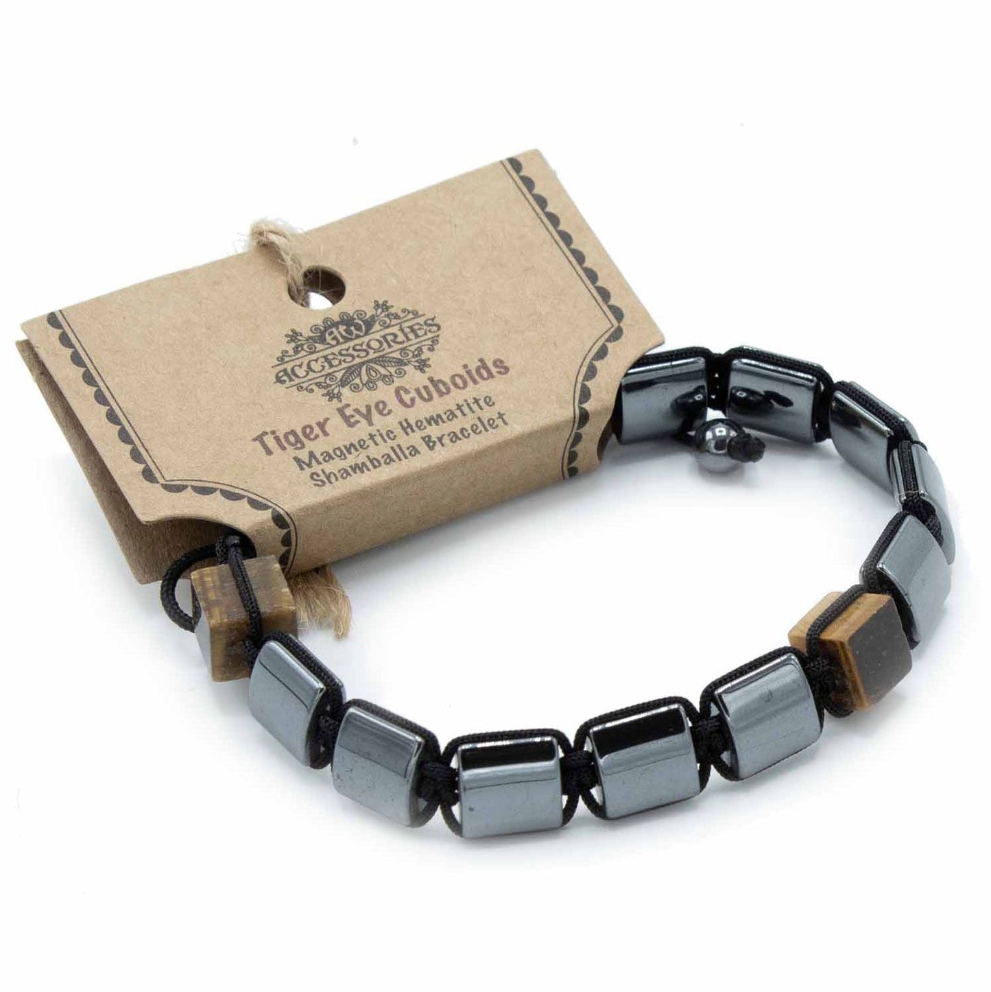 Mágneses Hematit Shamballa karkötő – tigrisszem