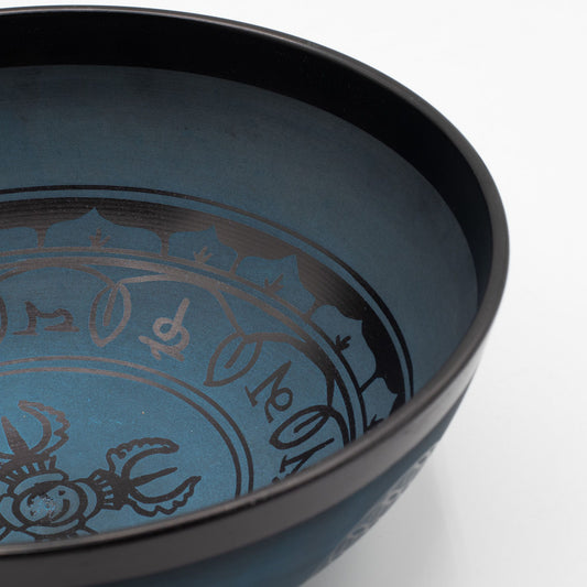 Nagy alumínium hangtál – Tibeti Kettős Dorje dizájn – Kék (27 cm)