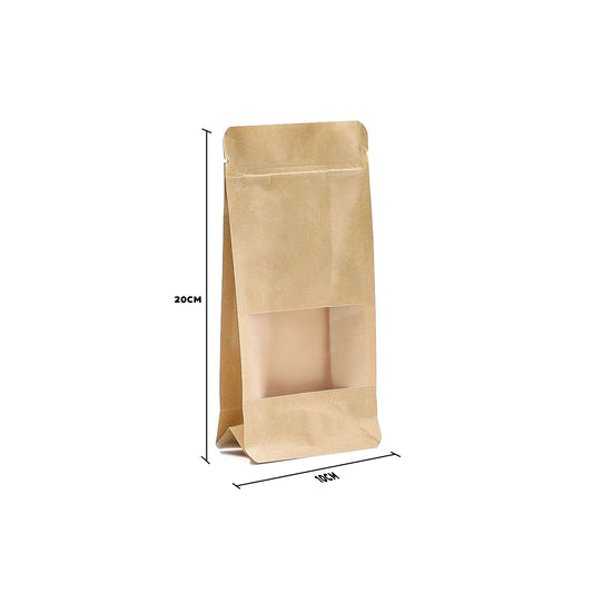 10 db Kraft ablakos tasak – 10 × 20 cm