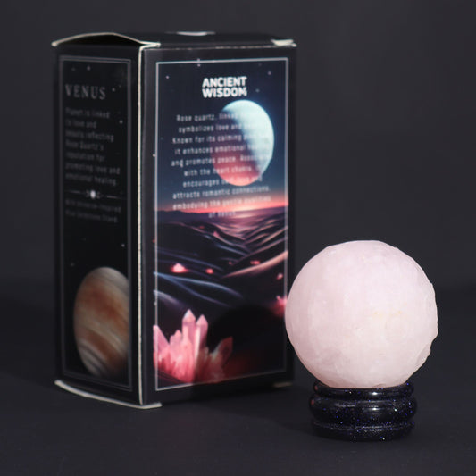 Venus - rózsakvarc - kék aventurin állványon – 40 mm (30 × 15 mm állvány)