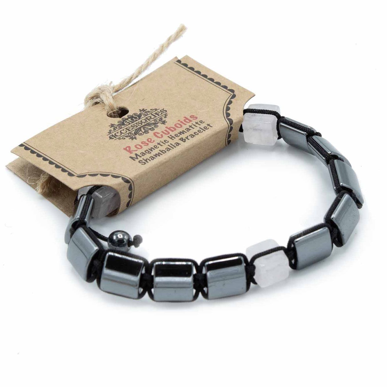 Mágneses Hematit Shamballa karkötő – rózsakvarc