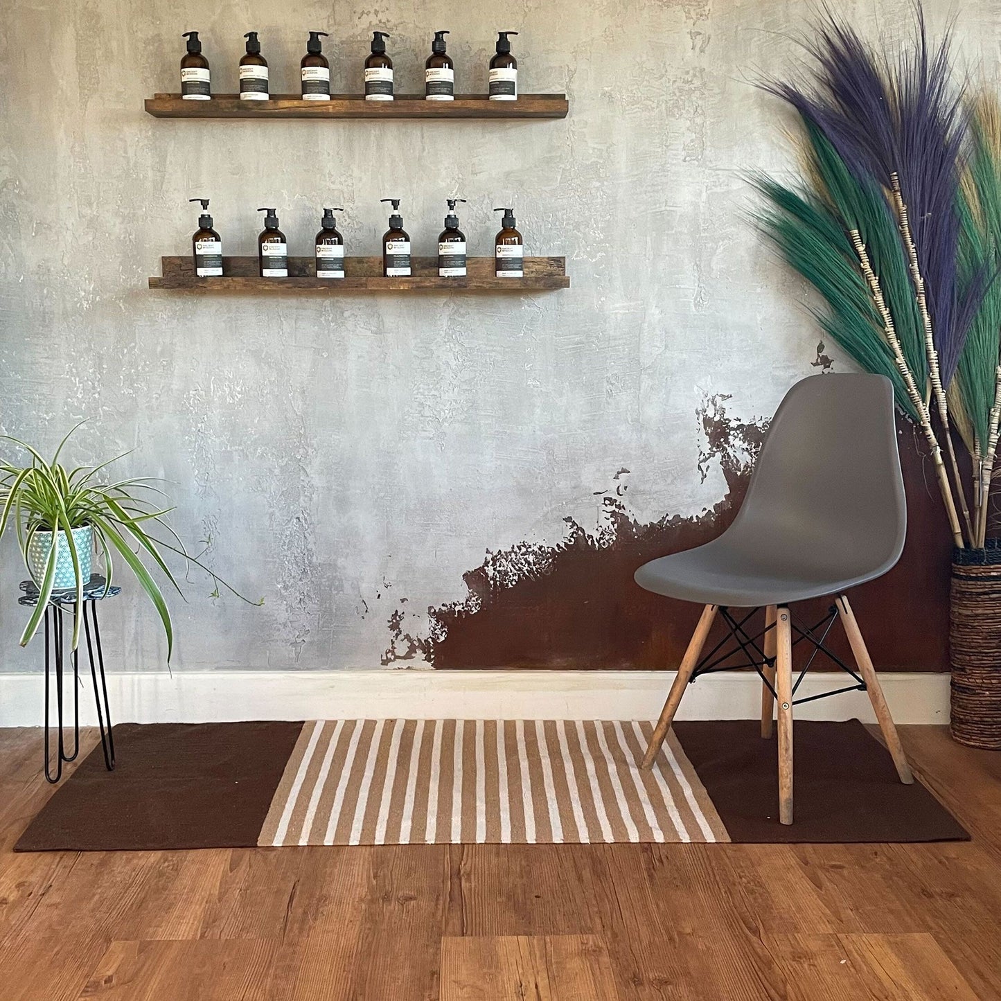 Indiai pamutszőnyeg – 70 × 170 cm – sötétbarna - bézs