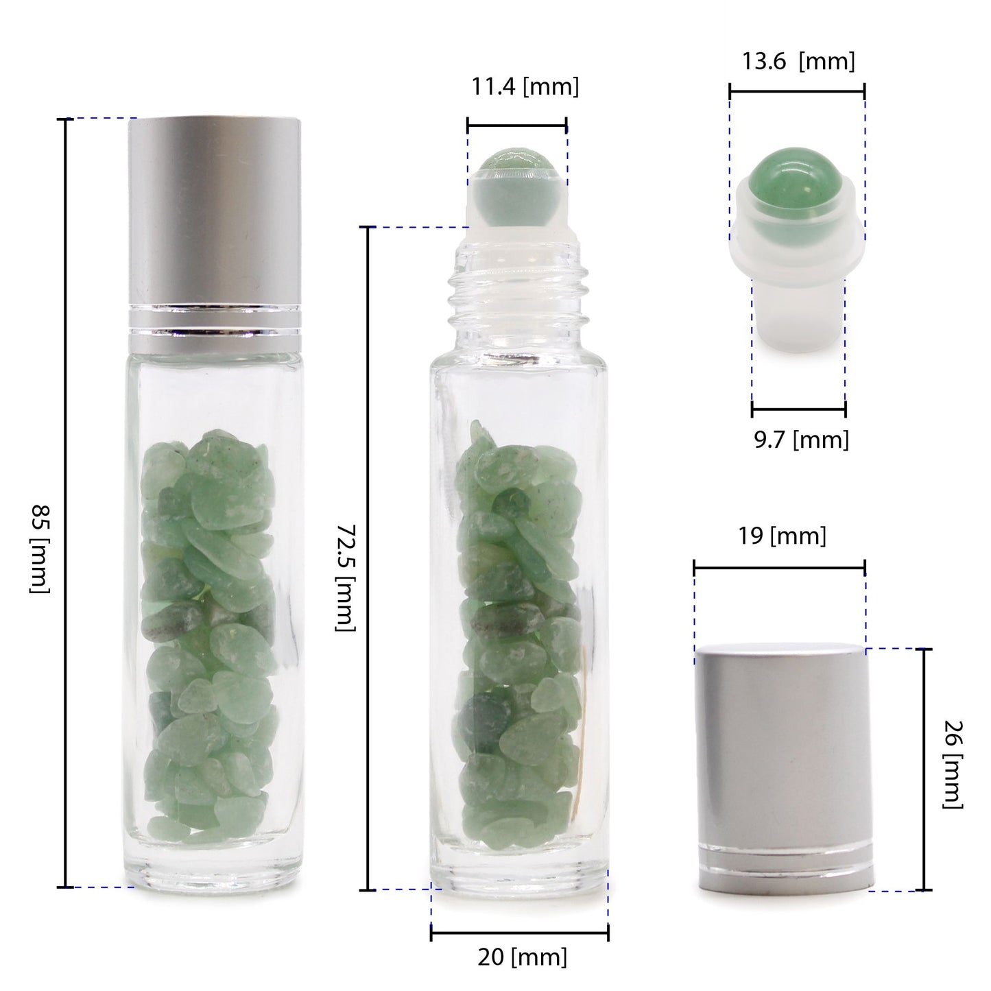 Kristályos Roll-on üvegcse 5 ml – ametiszt - ezüst színű kupak