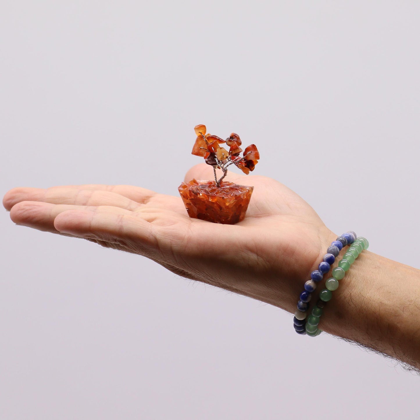Mini drágakő fák orgonit alapon - karneol (15 kő)