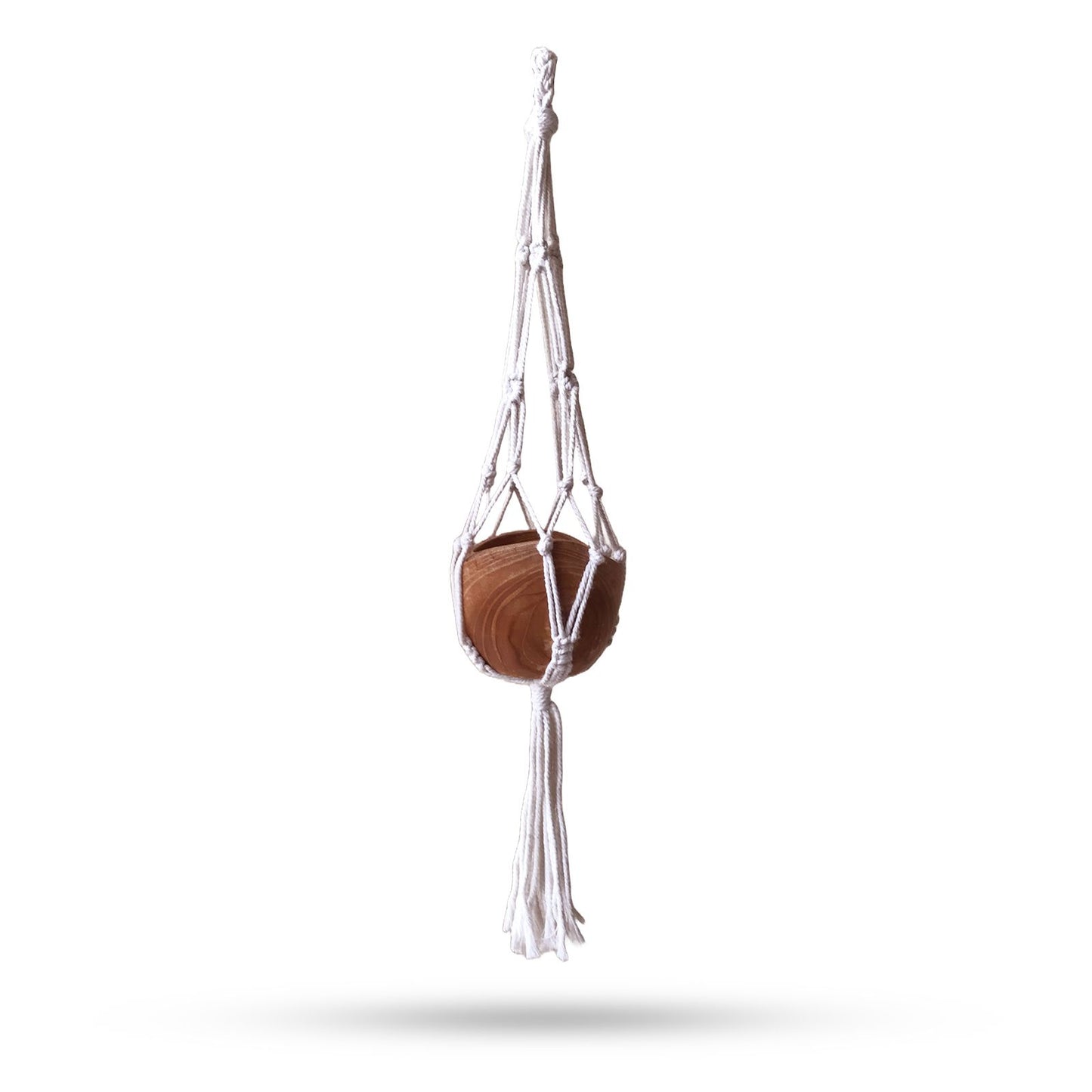 Kicsi makramé függő virágtartó – natúr, 75 cm