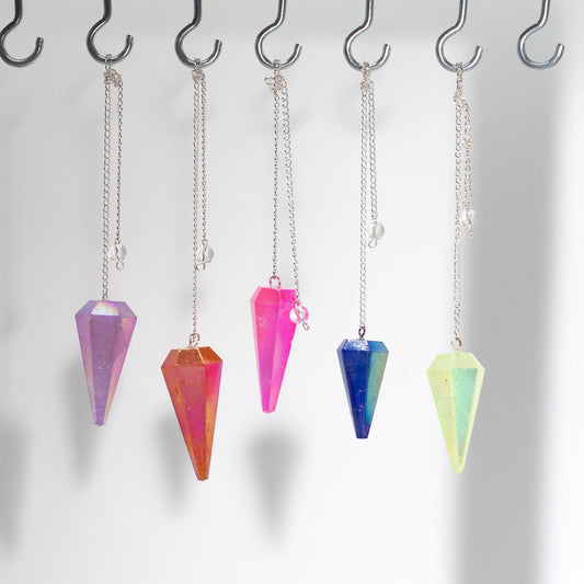 Hatszögletű inga – Aurora kristály – halványzöld, 4 cm