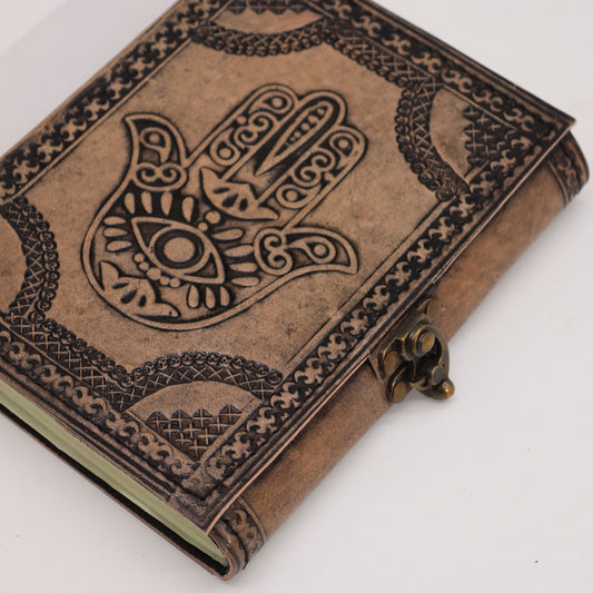 Hamsa – Ezoterikus jegyzetfüzet – Antik szürke – 200 oldal, varrott szélű – 17,5 × 12,5 × 3 cm