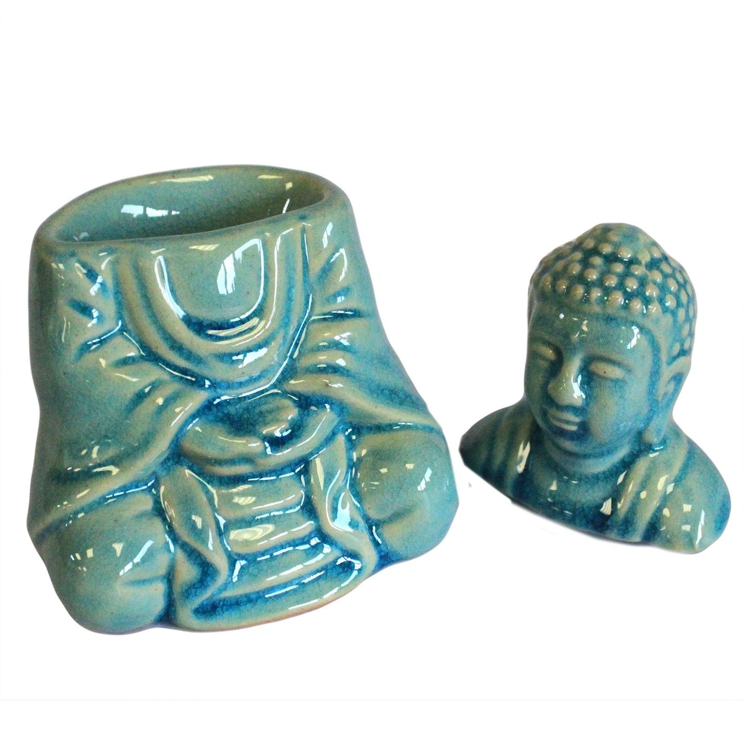 Ülő Buddha aromalámpa - kék