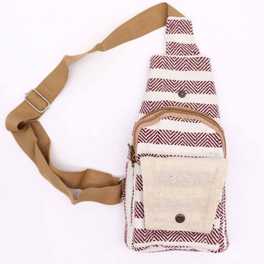 Vászon Cross-Body táska – Bordó és Fehér