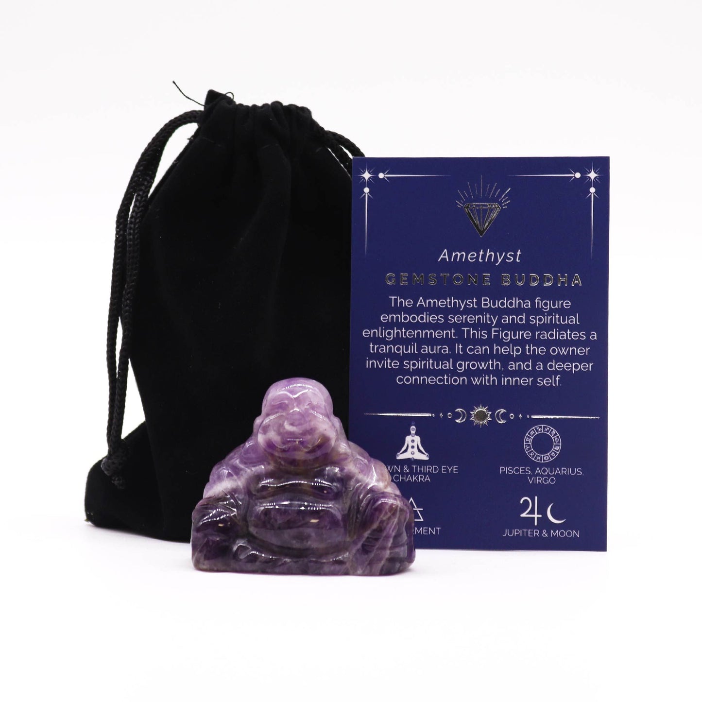 Drágakő Nagy Buddha – ametiszt 50 × 40 × 20 mm