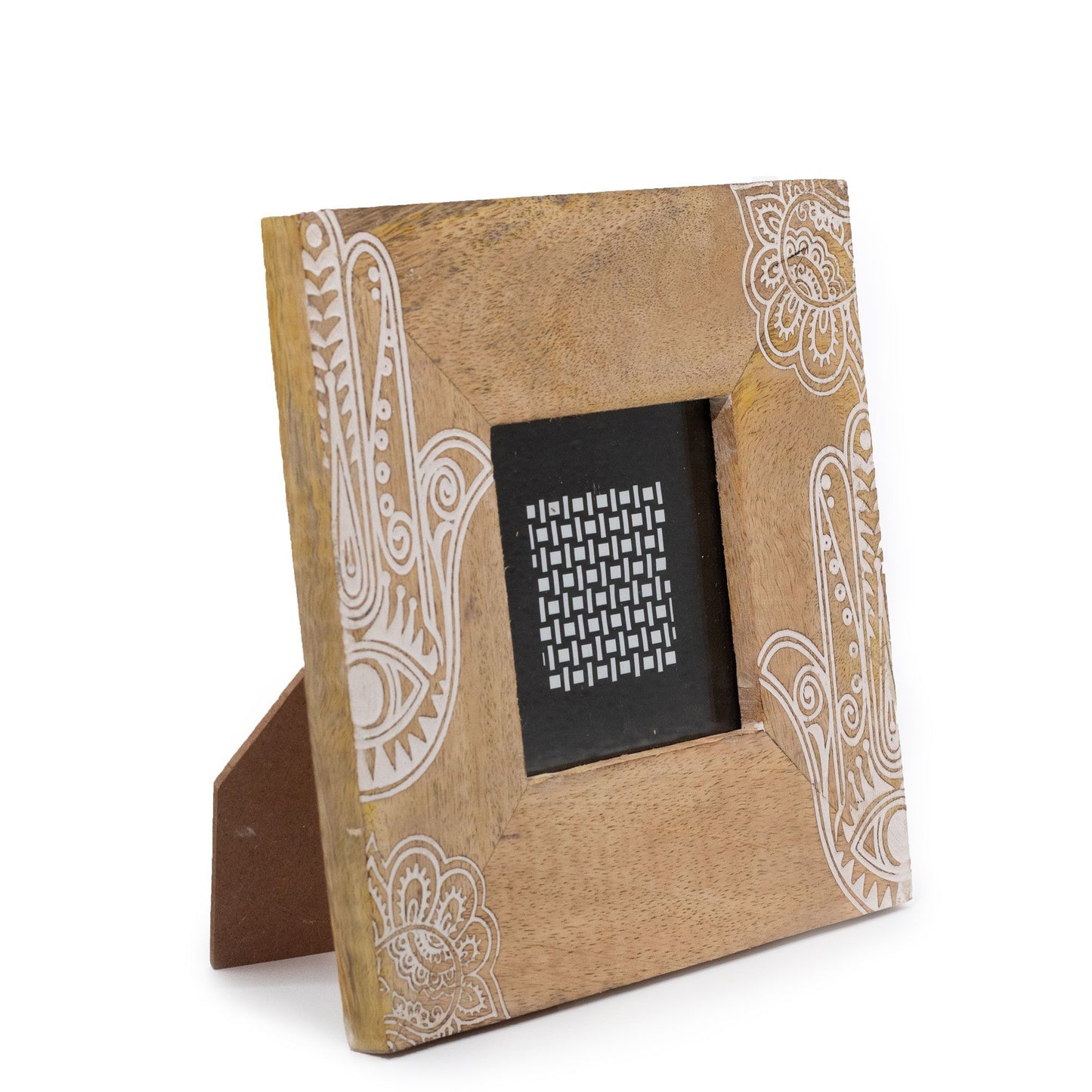 Kis mangófa képkeret (10 × 10 cm-es képhez) 20 × 20 × 2 cm – Hamsa – Fehér