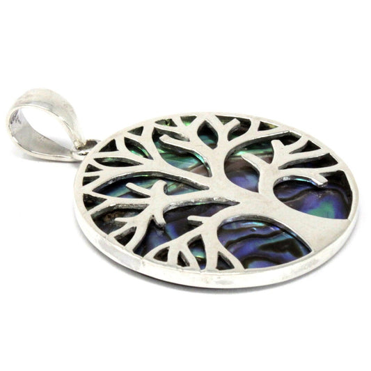 Életfa ezüst medál 30 mm – Abalone