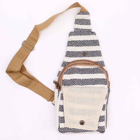 Vászon Cross-Body táska – Fekete és Fehér