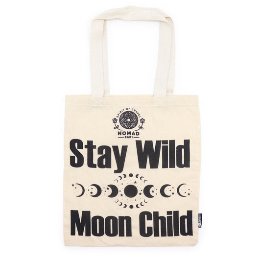 Ikonikus táska – Stay Wild, Moon Child – (40 × 36 cm)