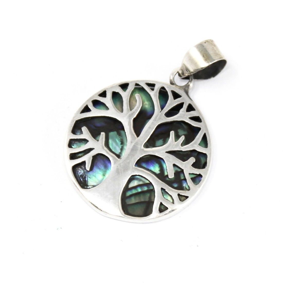 Életfa ezüst medál 22 mm – Abalone kagyló