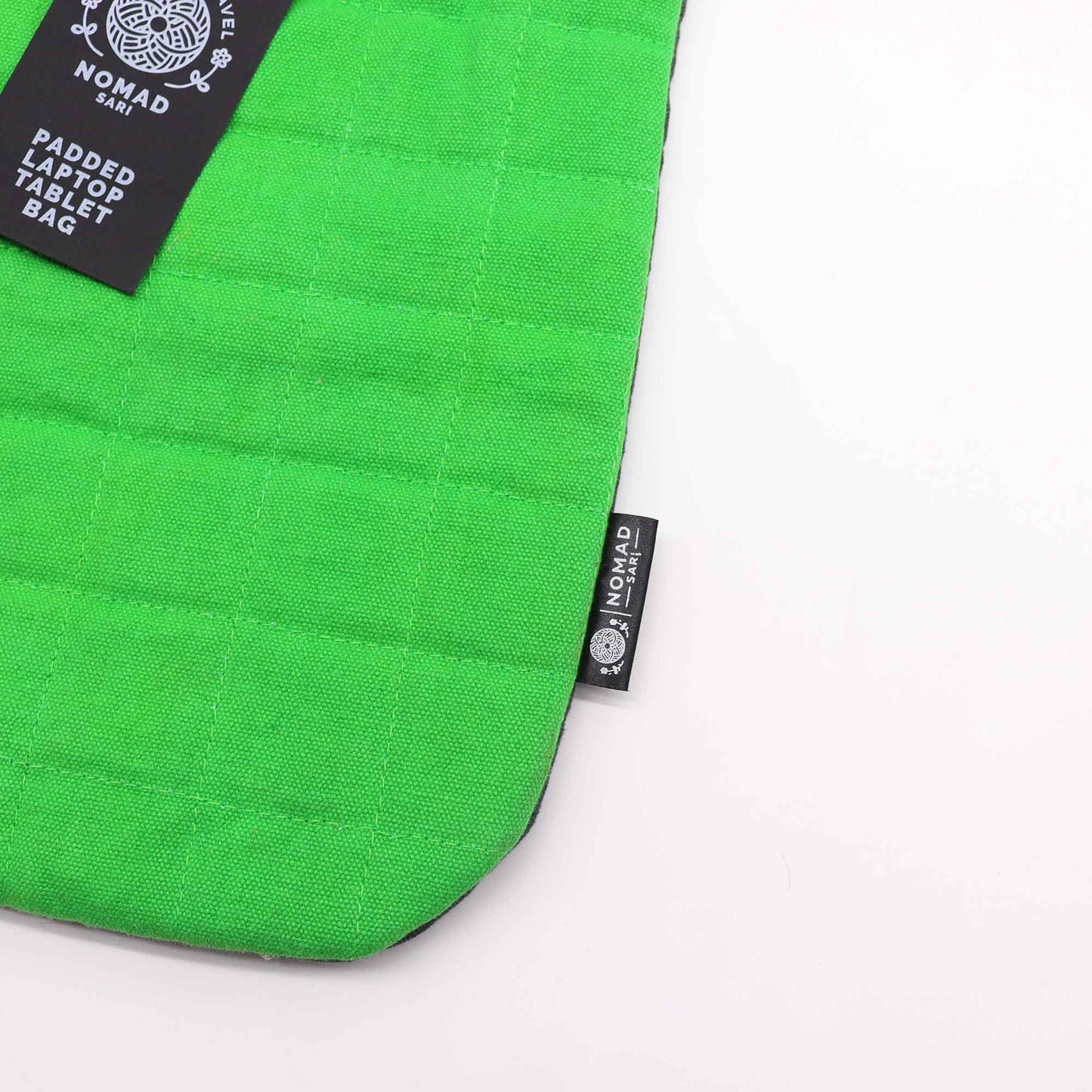 Párnázott laptoptok – zöld – 14 oz kőmosott