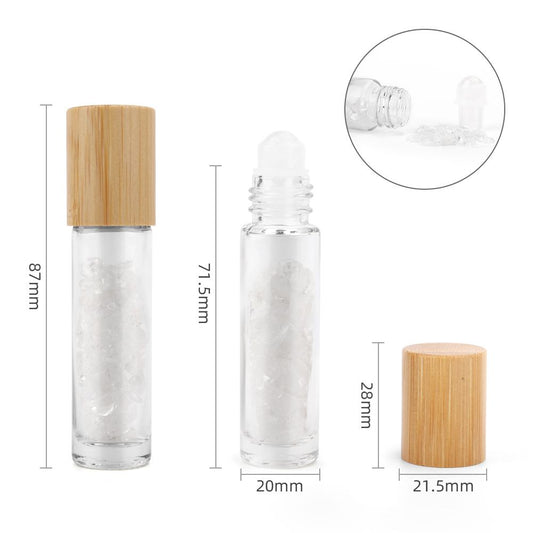 Kristályos Roll-on üvegcse 5 ml – hegyikristály - bambusz kupak