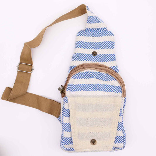 Vászon Cross-Body táska – Kék és Fehér