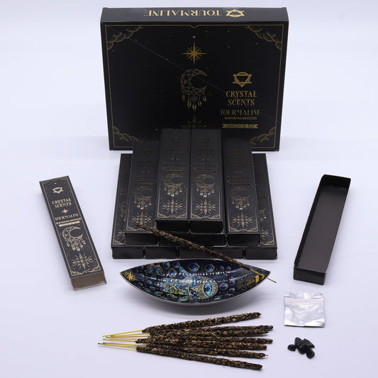 Crystal Scents - turmalin kristályos füstölő - szantálfa