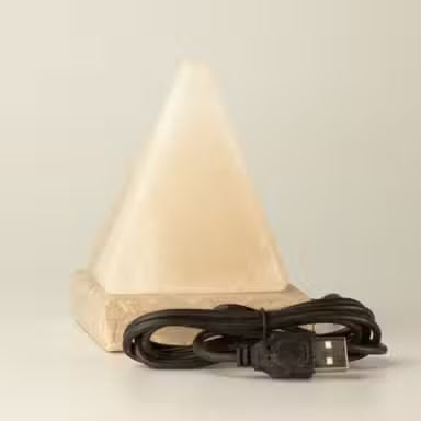 Minőségi USB Fehér piramis sólámpa – 9 cm (színváltós)