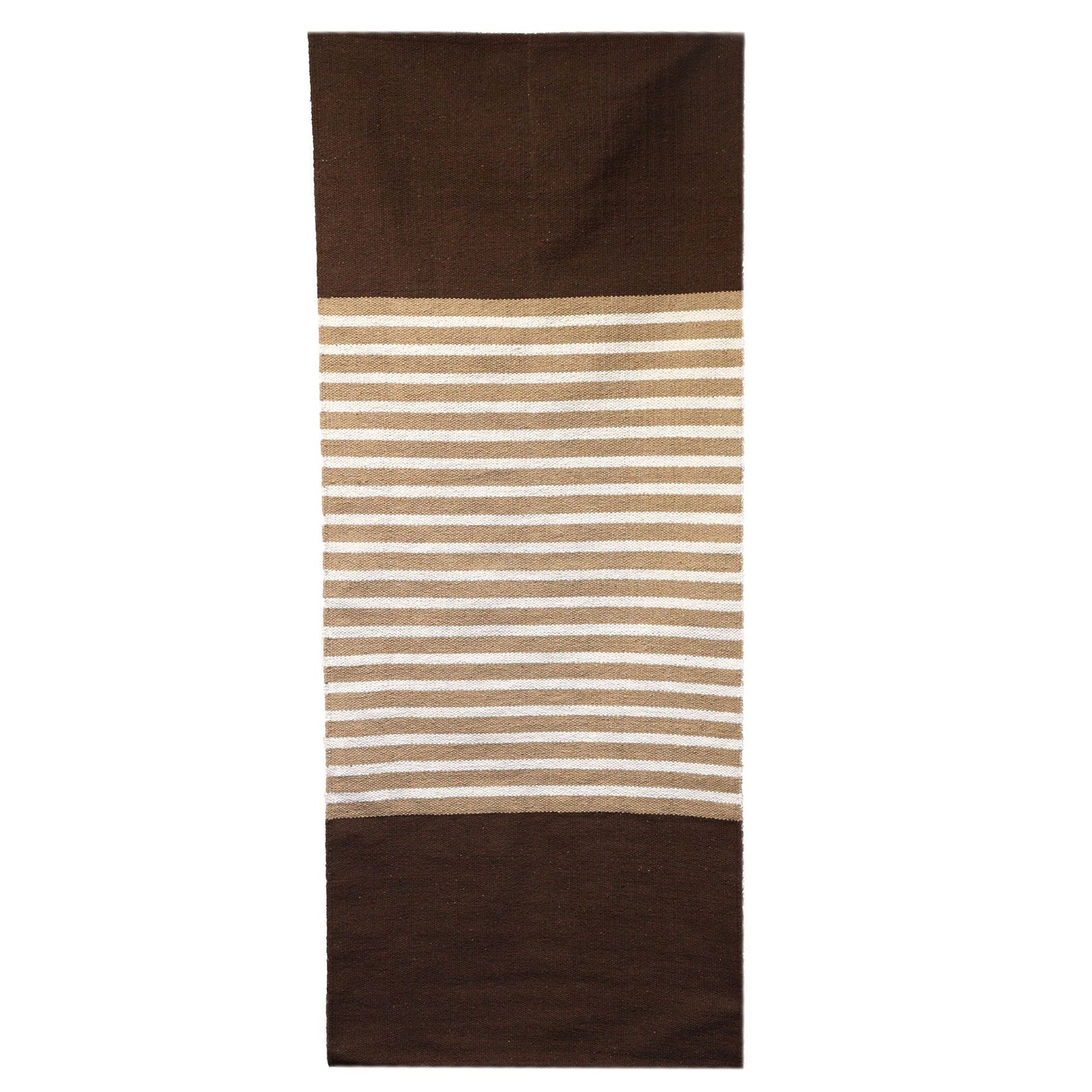 Indiai Pamut Szőnyeg – 70 × 170 cm – Sötétbarna / Bézs