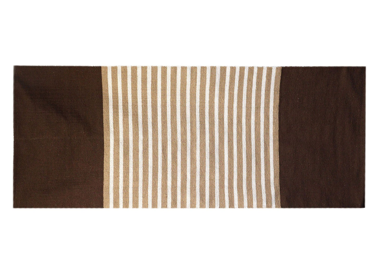 Indiai Pamut Szőnyeg – 70 × 170 cm – Sötétbarna / Bézs