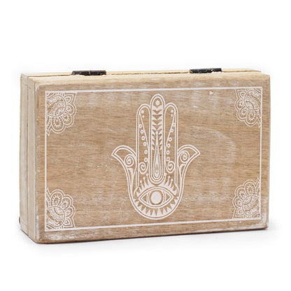 Nagy Doboz 21,5 × 14 × 6,3 cm – Hamsa – fehérre súrolt