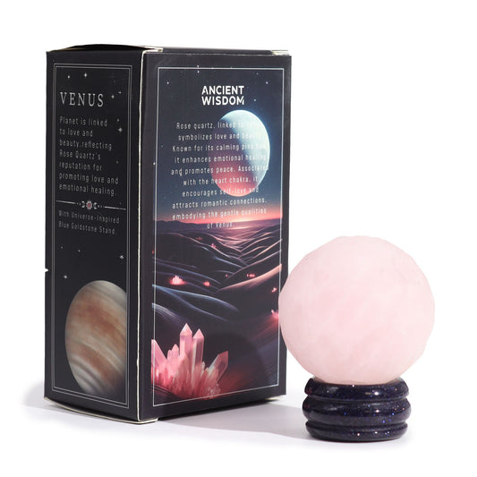 Venus - rózsakvarc - kék aventurin állványon – 40 mm (30 × 15 mm állvány)
