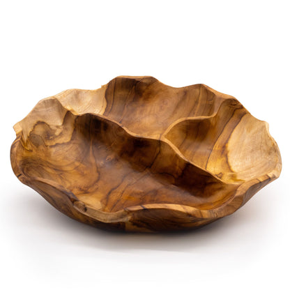 Sima Kerek Három Részleges Teakfa Tál – 30 × 5,5 cm