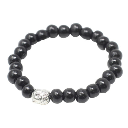Sötét Fa Gyöngy Buddha Karkötő