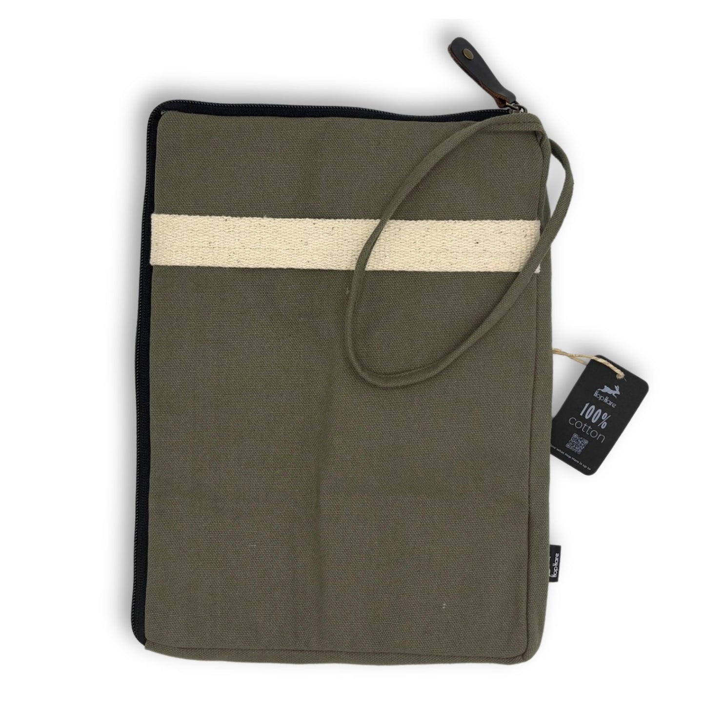 Vászon Laptop Tasak – Olívazöld – 24 × 33 cm
