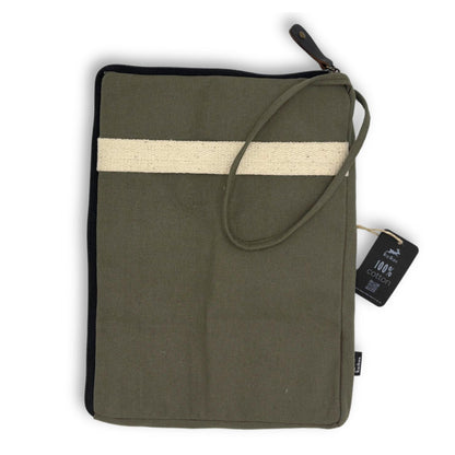 Vászon Laptop Tasak – Olívazöld – 24 × 33 cm