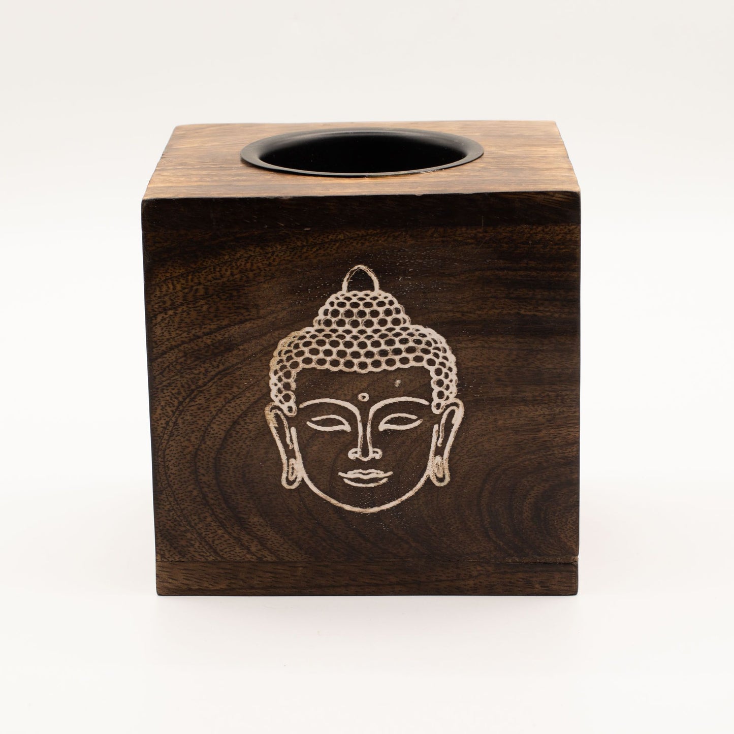 Nagy négyzet alakú mangófa olajmécses - Buddha arc