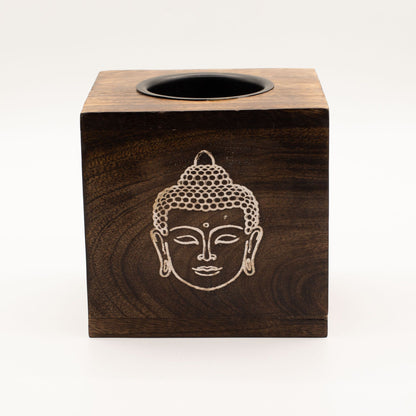 Nagy négyzet alakú mangófa olajmécses - Buddha arc