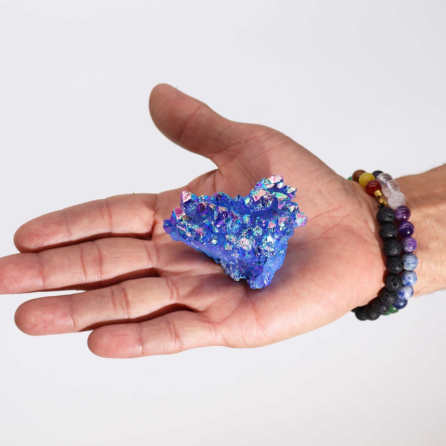 Közepes, továbbfejlesztett kvarc - Aura Aqua Halo kvarc (kb. 100-150 g, 7-10 cm)